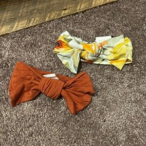 Posh peanut bamboo auburn & yellow floral headband bows